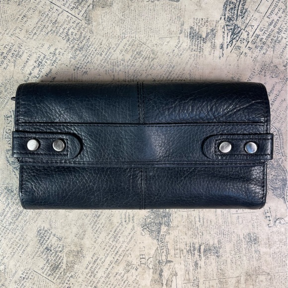 Fossil trifold black leather wallet organizer - Picture 1 of 11